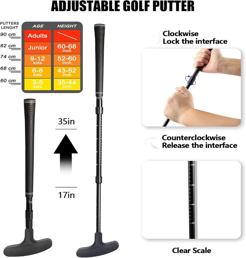 PUTTLAZR Adjustable Mini Golf Putter Set with 8 Golf Balls, Two Way Golf Putters for Men Women Right/Left Handed, Mini Club Set Golf Gifts - Image 3